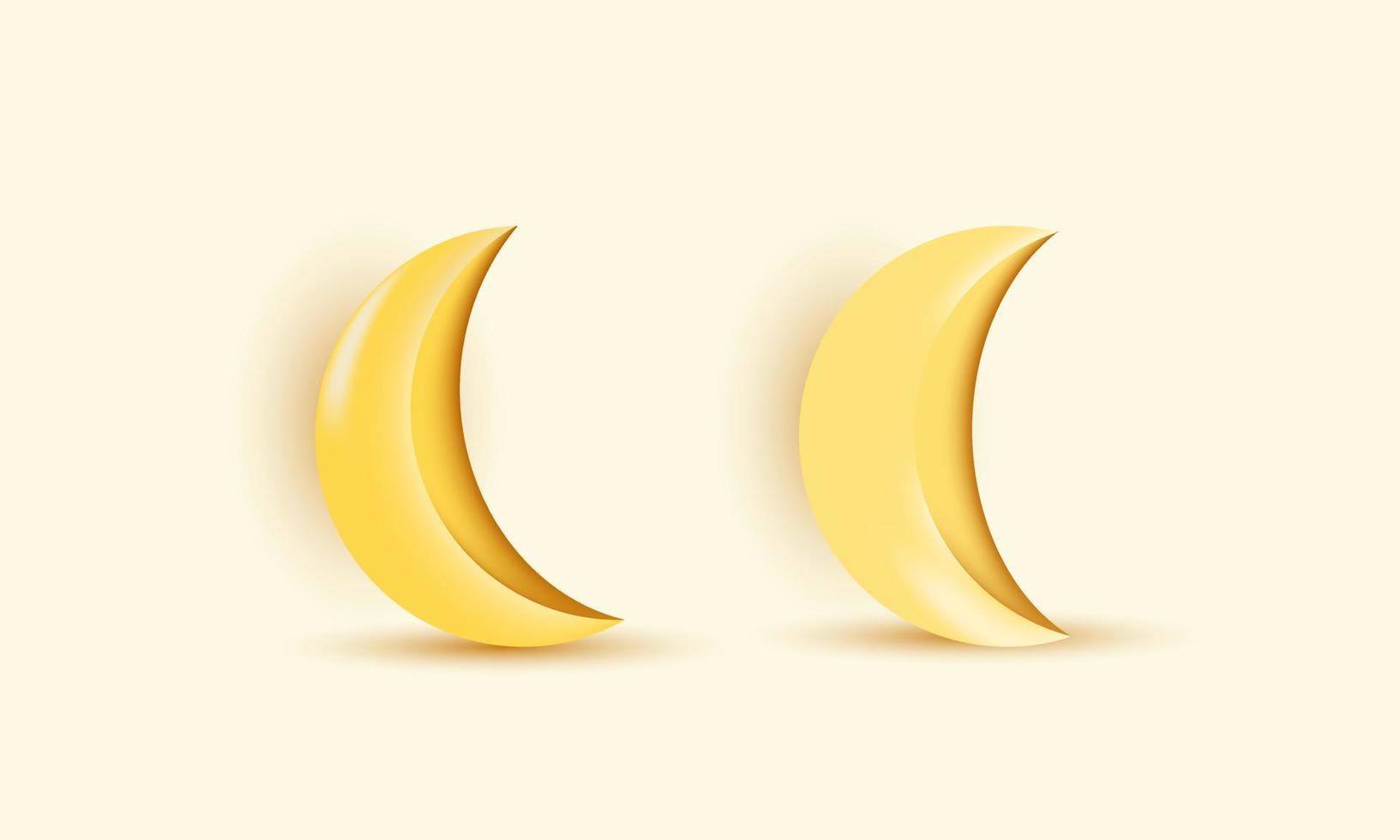 impresionante lindo diseño amarillo luna 3d estilo aislado dibujos animados vector