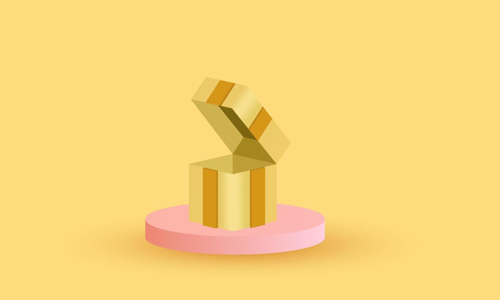 3d illustration gold color gift boxes vector