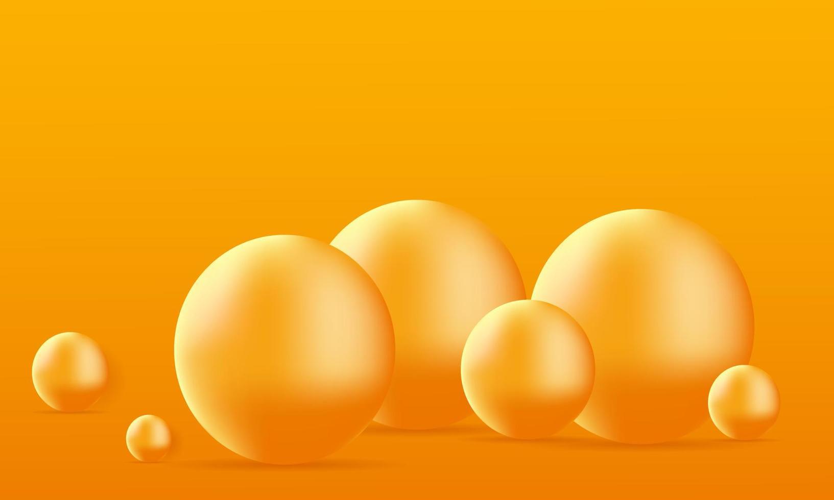 abstract dynamic 3d bubbles spheres yellow background vector