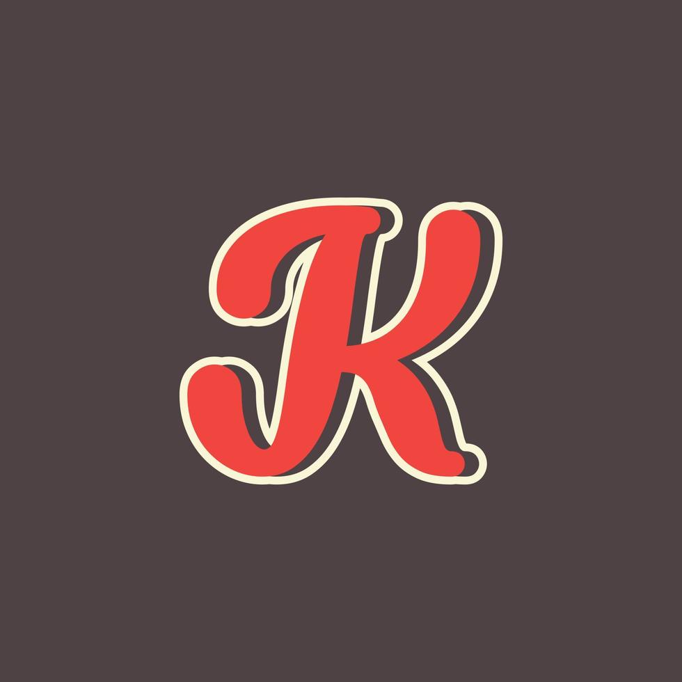 logotipo retro de la letra k en estilo occidental vintage con doble capa. utilizable para fuentes vectoriales, etiquetas, carteles, etc. vector