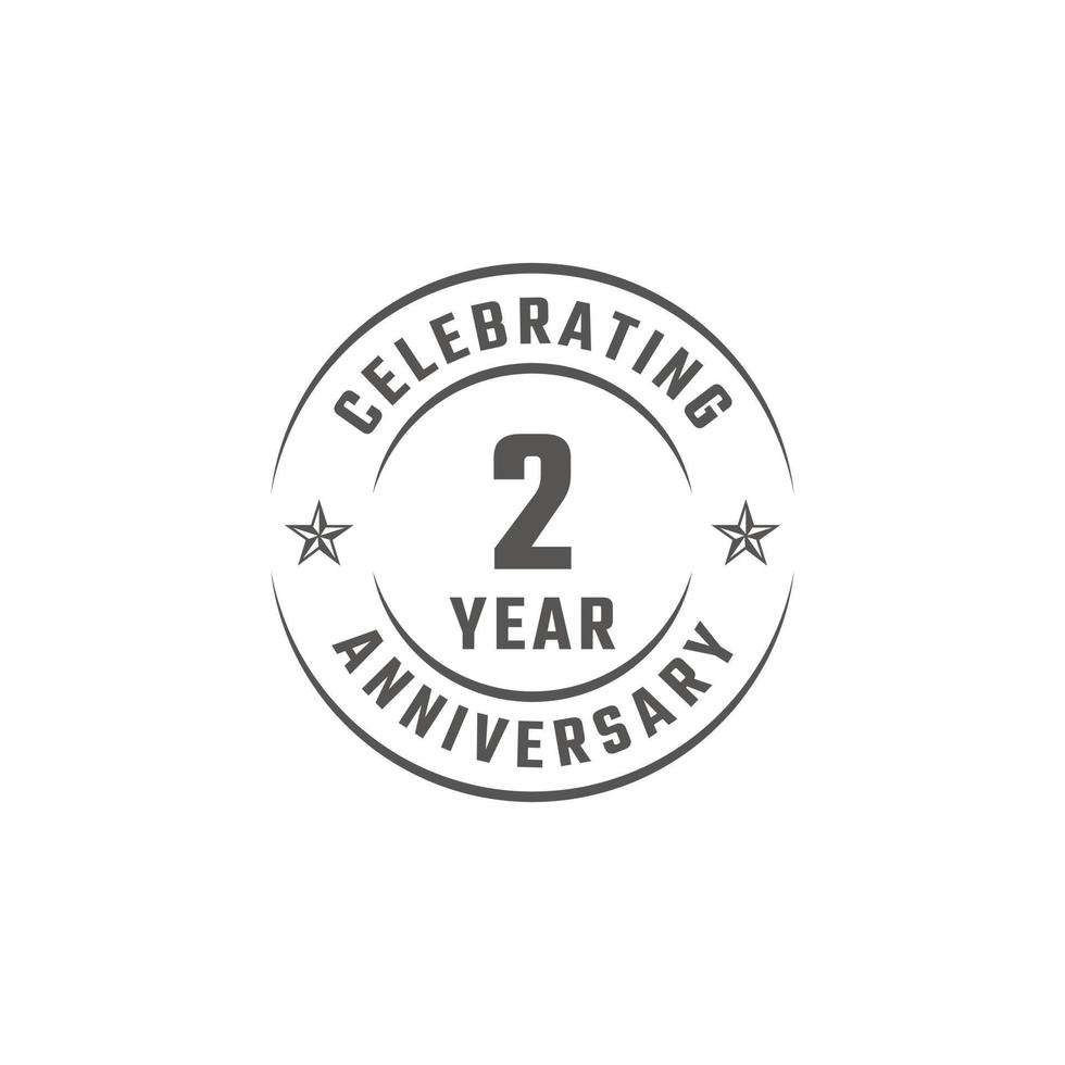 2 Year Anniversary Celebration Emblem Badge with Gray Color for Celebration Event, Wedding, Greeting card, and Invitation Isolated on White Background vector