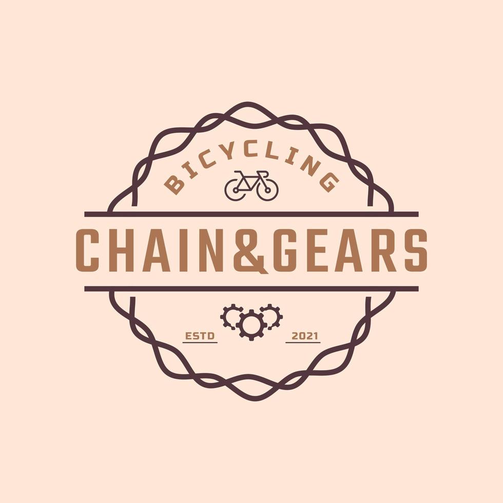 Vintage Emblem Badge Bicycle Repair and Services Shop Logo in Retro Style Vector Illustration