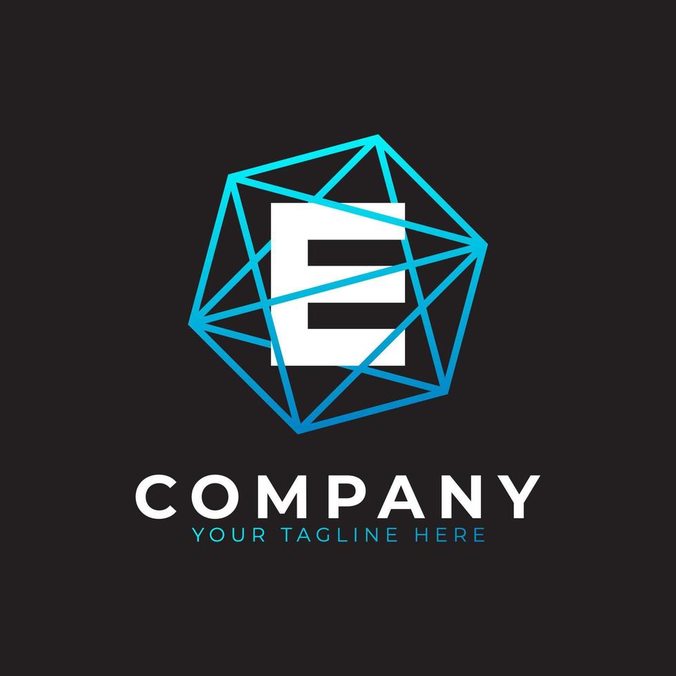 Abstract Initial Letter E Inside Linked Polygon Connect Network Logo. Usable for Business and Technology Logos. Flat Vector Logo Design Ideas Template Element. Eps10 Vector