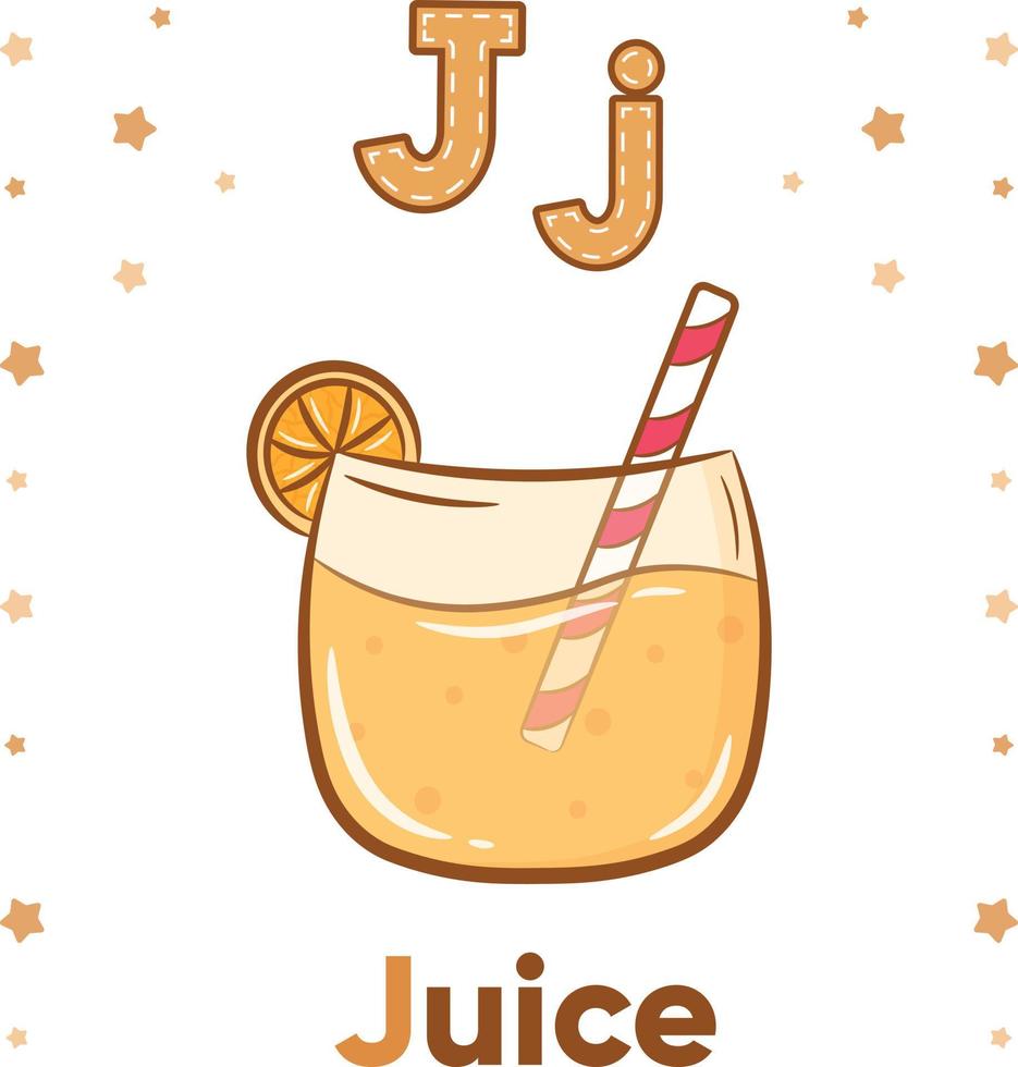 Alphabet flashcard letter J with cute juice drawing 6260030 Vector Art