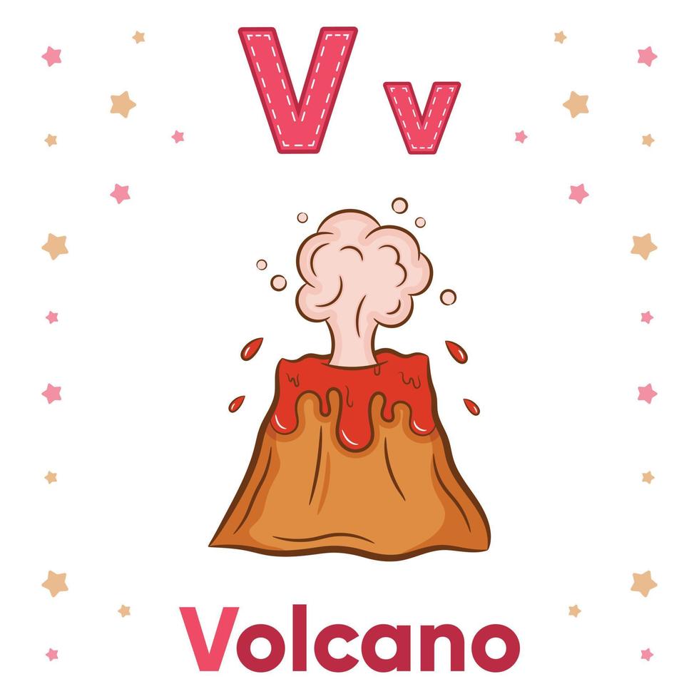 alfabeto flashcard letra v con lindo volcán dibujo 6260036 Vector en  Vecteezy