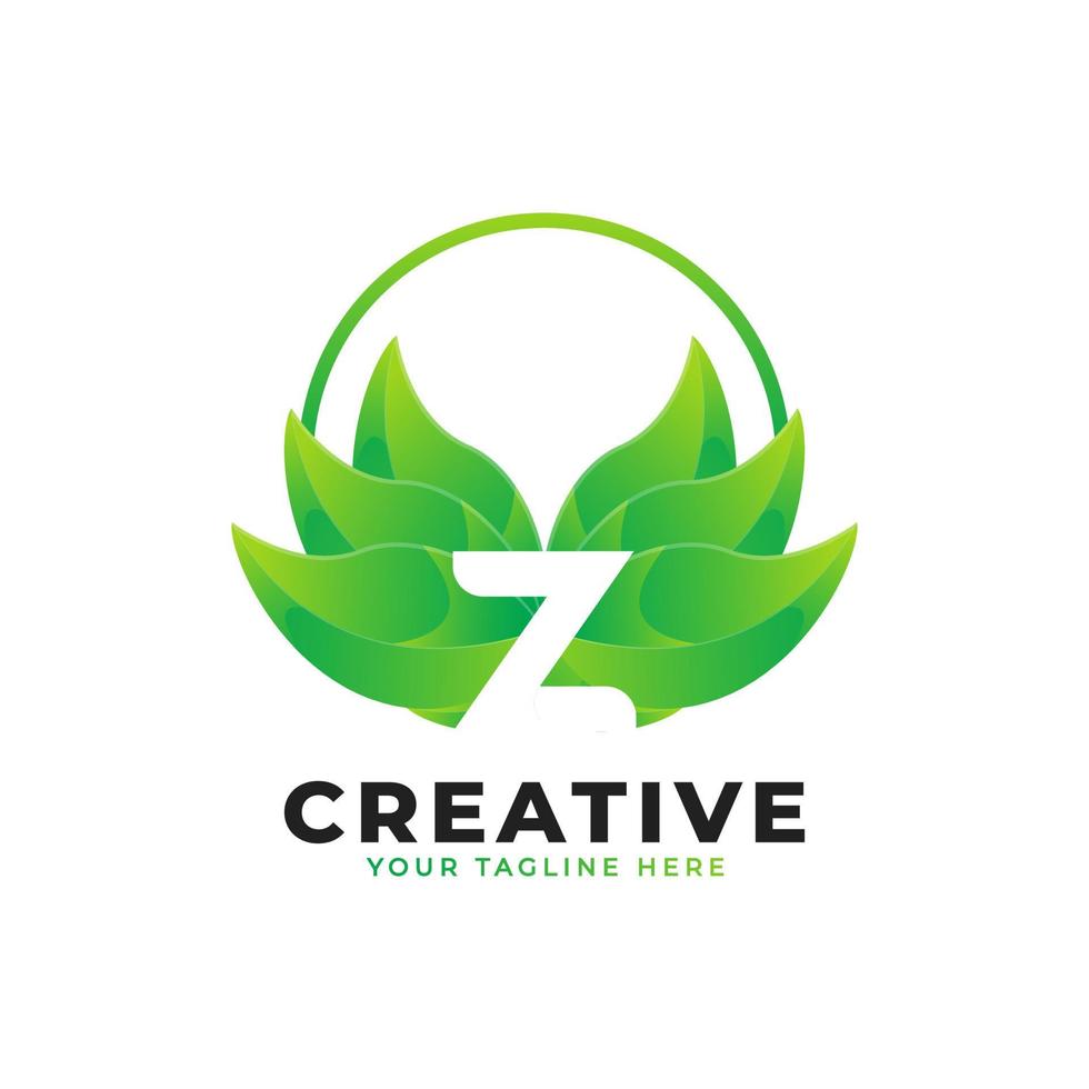 Nature Green Leaf Letter Z Logo with Circle. monogram logo. Green Leaves Alphabet Icon. Usable for Business, Science, Healthcare, Medical and Nature Logos.Flat Vector Logo Desgn Template Element