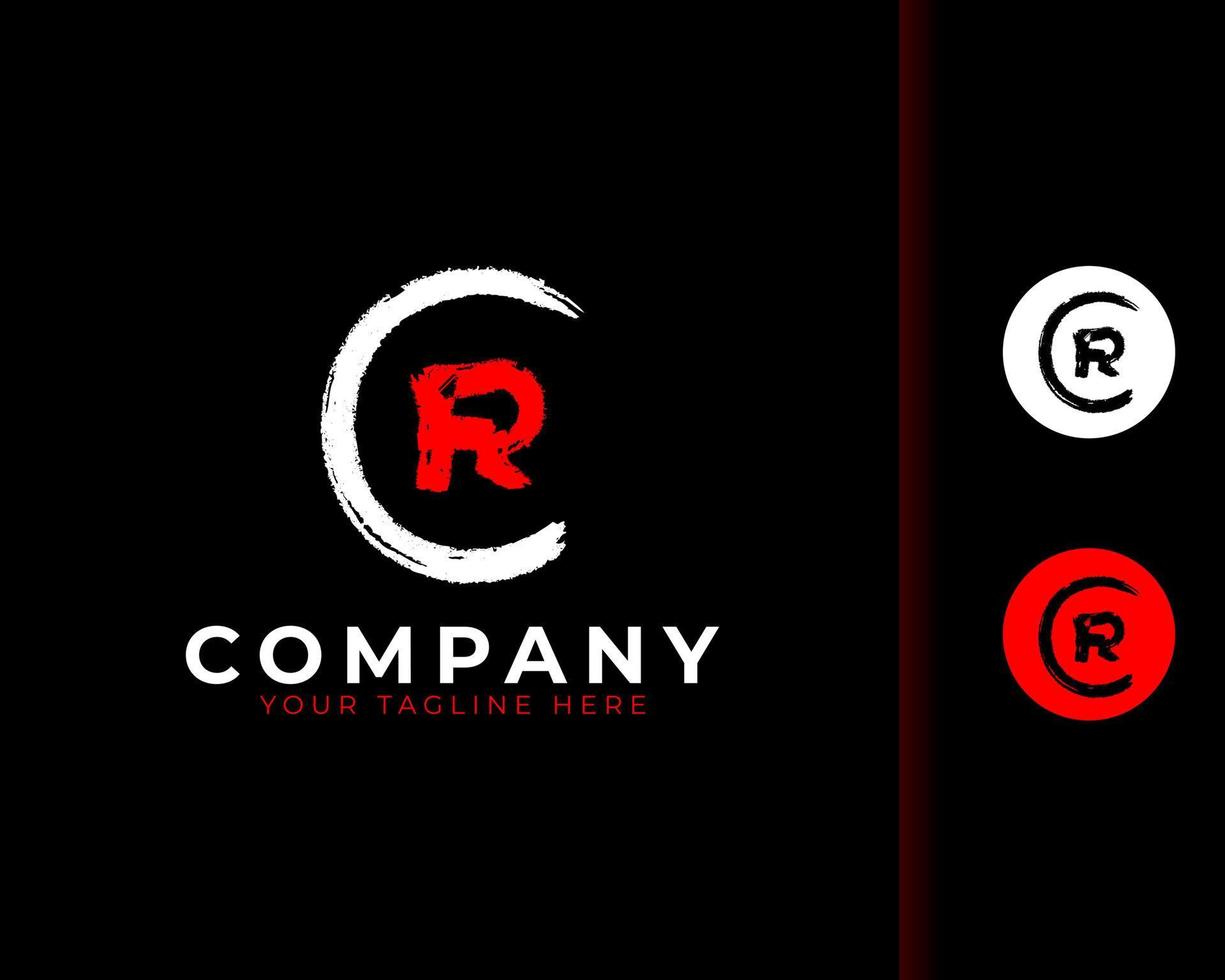 Resumen letra r grungy fuente cepillo trazo logo símbolo. utilizable para logotipos comerciales y de marca. elemento de plantilla de ideas de diseño de logotipo de vector plano. eps10 vector