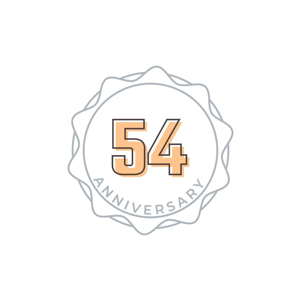 54 Year Anniversary Celebration Vector Badge. Happy Anniversary Greeting Celebrates Template Design Illustration