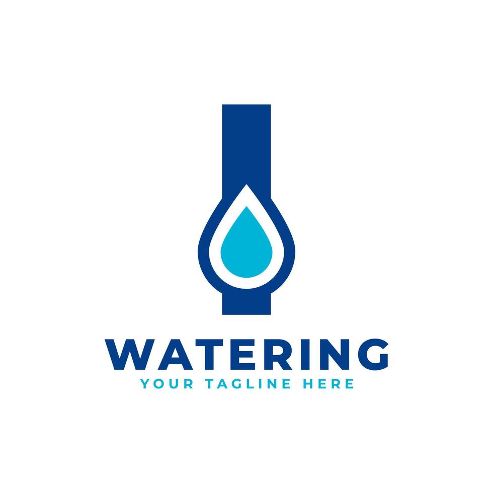 logotipo inicial de la letra i de la gota de agua. utilizable para la naturaleza y los logotipos de marca. elemento de plantilla de ideas de diseño de logotipo de vector plano