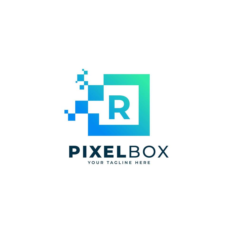 letra inicial r diseño de logotipo de píxel digital. forma geométrica con puntos de píxeles cuadrados. utilizable para logotipos de negocios y tecnología vector