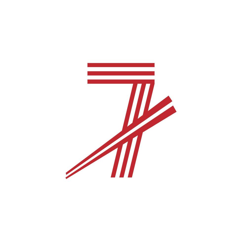 Number 7 Japanese Noodles Vector Logo Symbol. Suitable for Japanese Restaurants Logo Inspiration.