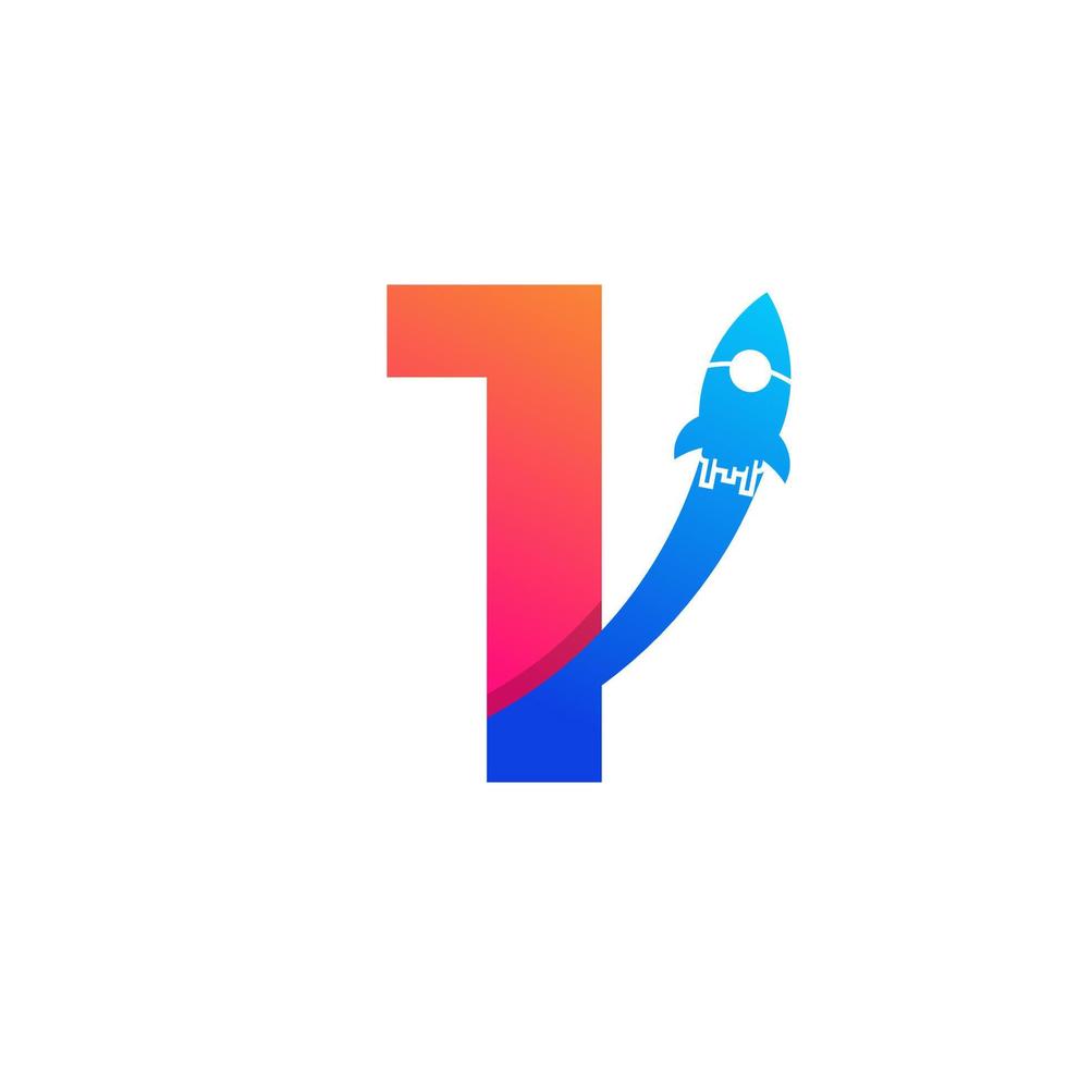 Number 1 with Rocket Logo Icon Symbol. Good for Company, Travel, Start up and Logistic Logos vector