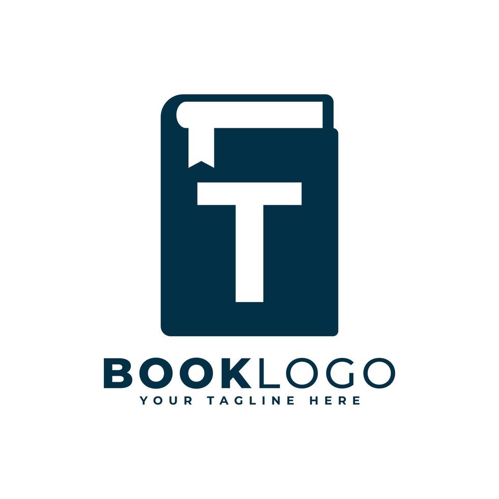 Letter Initial T Book Logo Design. Usable for Education, Business and Building Logos. Flat Vector Logo Design Ideas Template Element