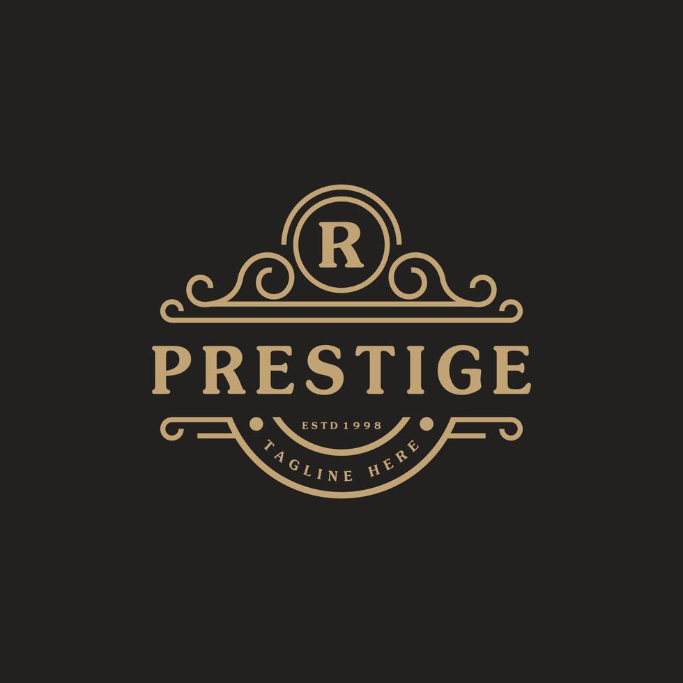 el logotipo de lujo de la letra r florece con elegantes líneas caligráficas de adorno. rótulo comercial, identidad para restaurante, realeza, boutique, café, hotel, heráldica, joyería y plantilla de diseño de logotipo de moda vector