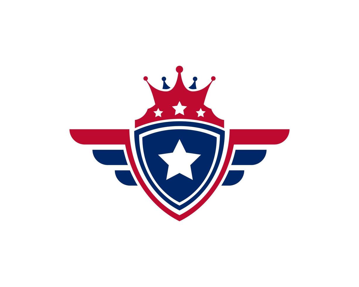 Emblem American Veteran Flag Emblem Wings with Shield Patriotic Logo Design Template Element vector
