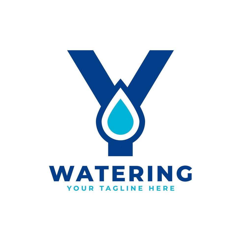 Water Drop Letter Y Initial Logo. Usable for Nature and Branding Logos. Flat Vector Logo Design Ideas Template Element