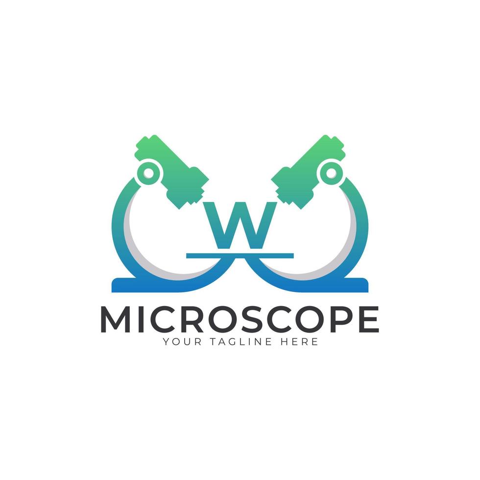 Laboratory Logo. Initial Letter W Microscope Logo Design Template Element. vector