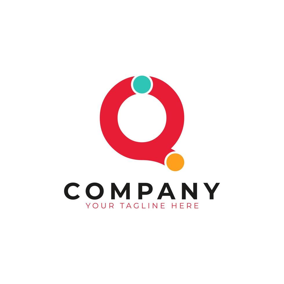 Creative Abstract Initial Letter Q Logo. Colorful Rounded Line with Dots. Usable for Business and Branding Logos. Flat Vector Logo Design Ideas Template Element. Eps10 Vector
