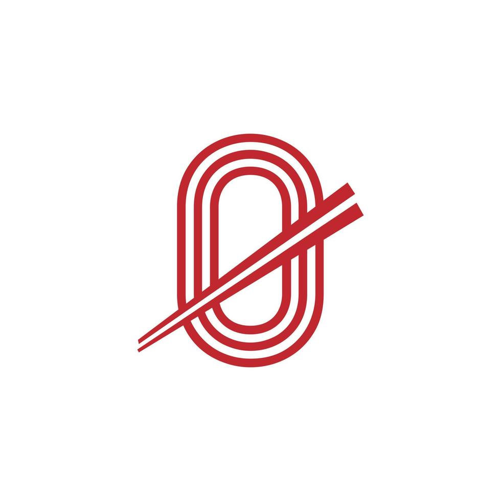 Number 0 Japanese Noodles Vector Logo Symbol. Suitable for Japanese Restaurants Logo Inspiration.