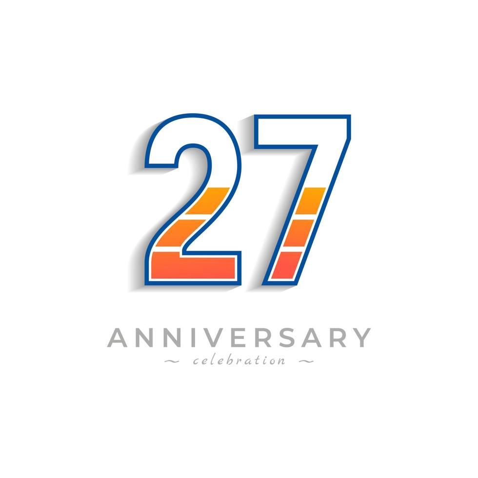 Celebración del aniversario de 27 años con batería de icono de carga para evento de celebración, boda, tarjeta de felicitación e invitación aislada en fondo blanco vector