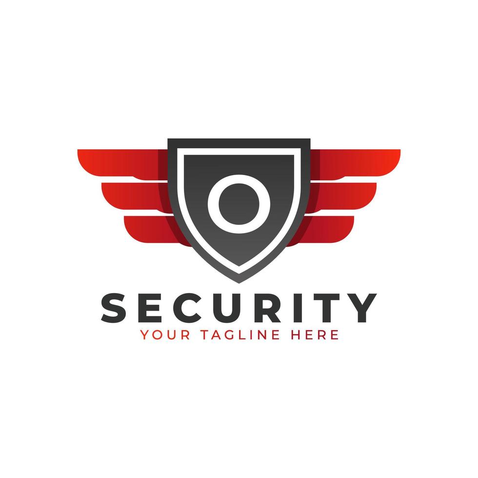 Security Logo. Initial O with Wings and Shield Icon. Car and Automotive Vector Logo Template