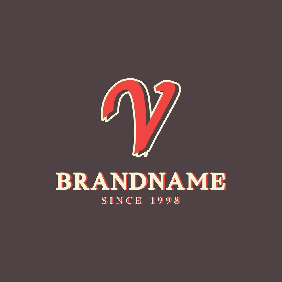 logotipo de letra v retro en estilo occidental vintage con doble capa. utilizable para fuentes vectoriales, etiquetas, carteles, etc. vector