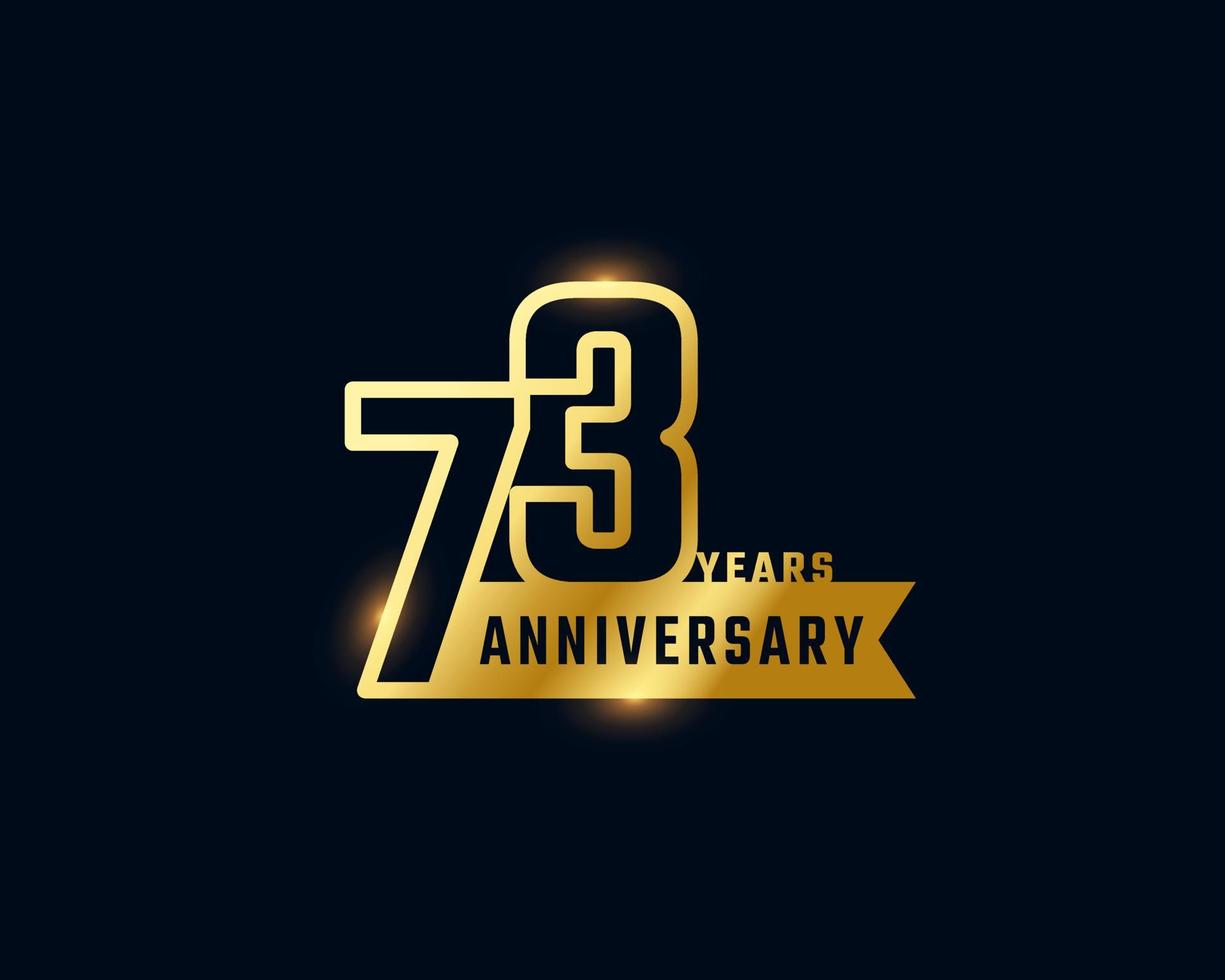 73 Year Anniversary Celebration with Shiny Outline Number Golden Color for Celebration Event, Wedding, Greeting card, and Invitation Isolated on Dark Background vector