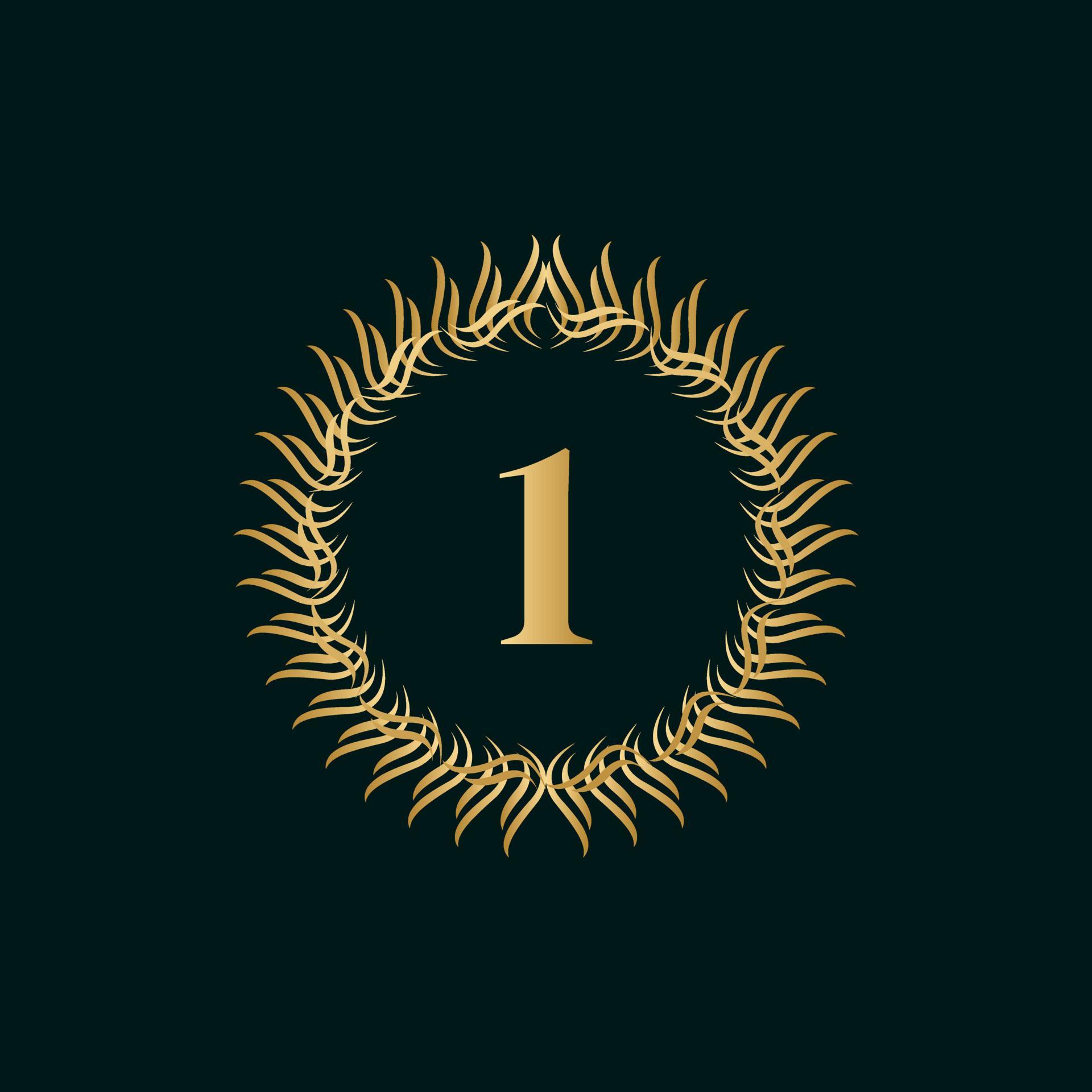 Emblem Number 1 Weaving Circle Monogram Graceful Template. Simple Logo