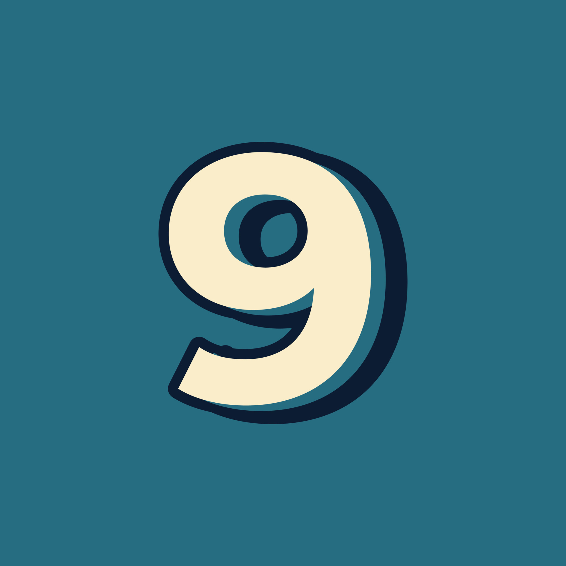 Vintage Retro Style Alphabet Number 9 Logo Vector with Uppercase Font