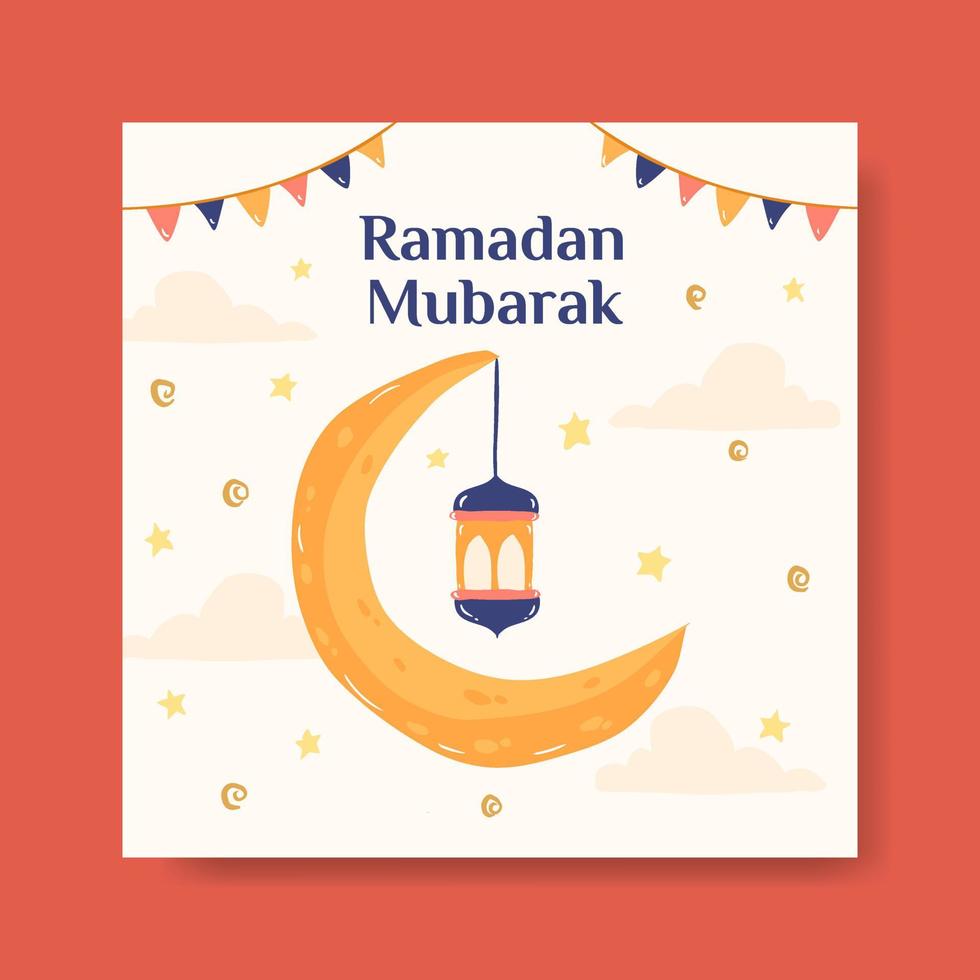 plantilla de banner de redes sociales de ramadan mubarak. gráfico vectorial de ilustración plana. vector
