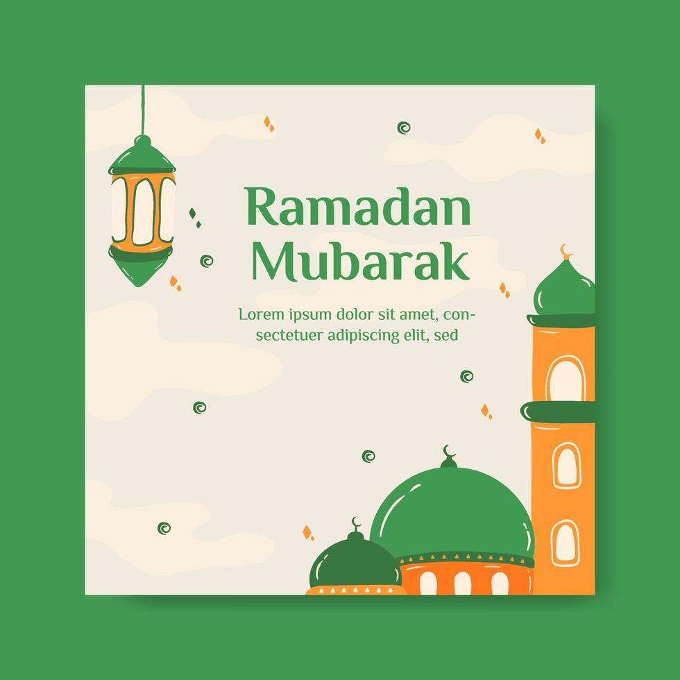 Ramadan Mubarak Social Media Banner Template . Flat Illustration Vector Graphic.
