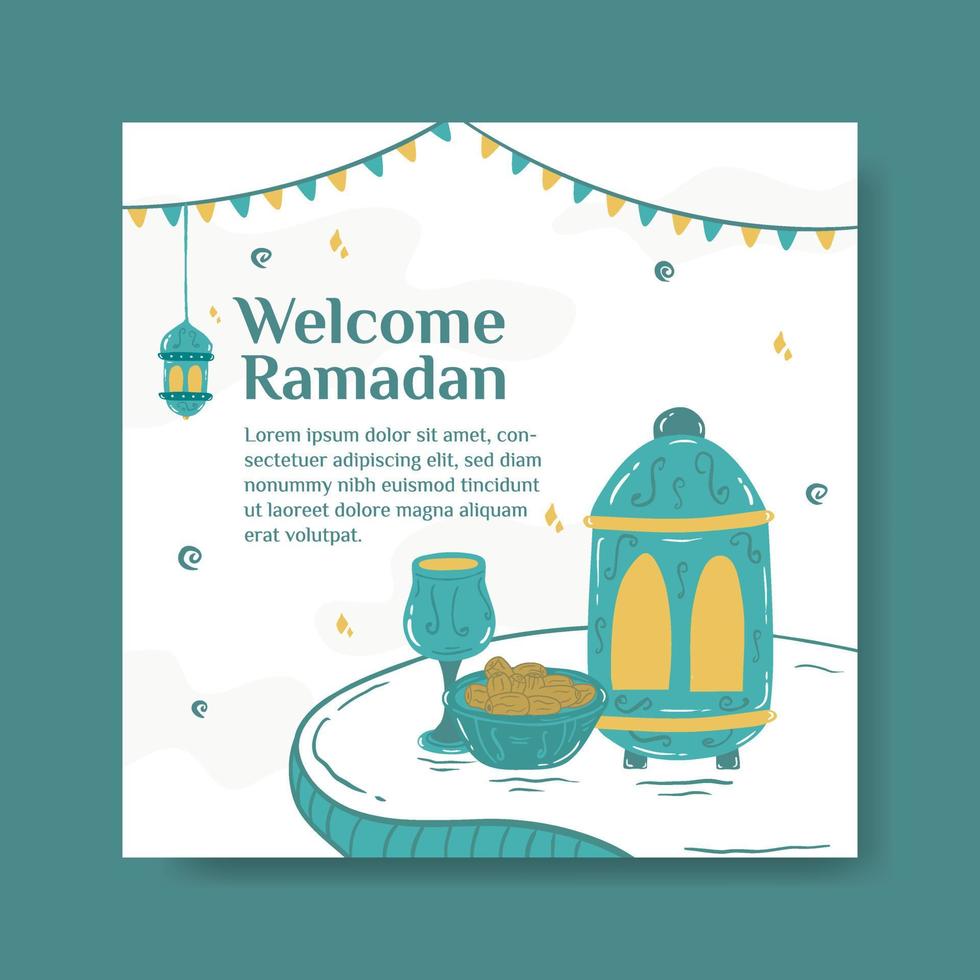 Ramadan Mubarak Social Media Banner Template . Flat Illustration Vector Graphic.