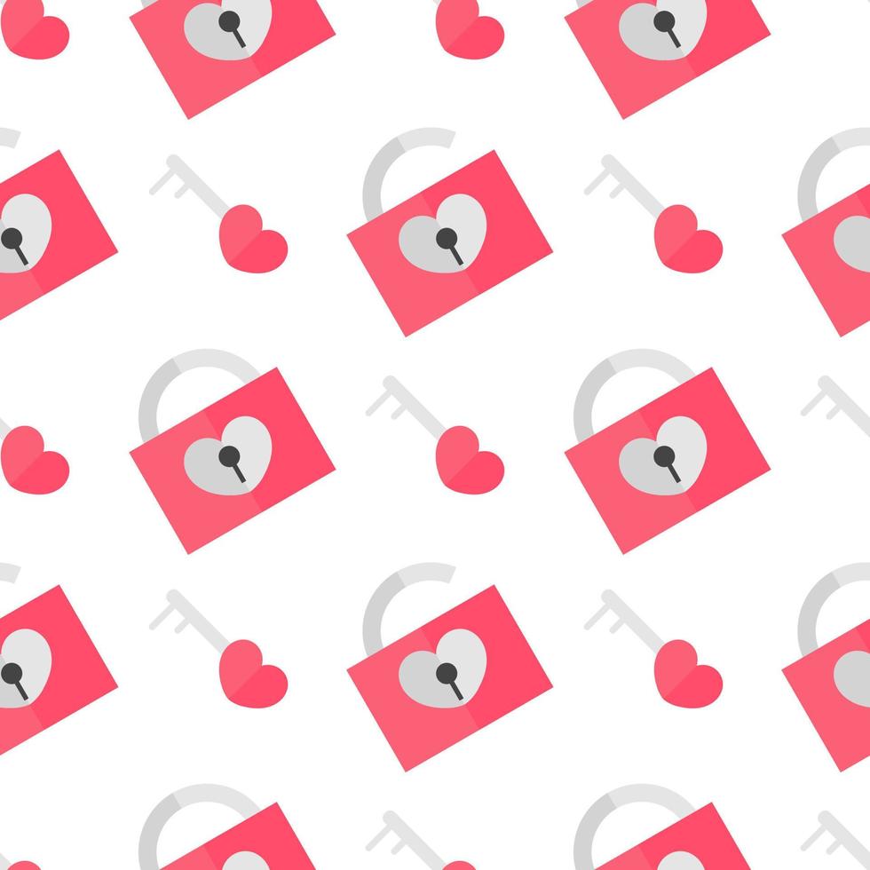 seamless pattern of heart shaped locks and keys vector