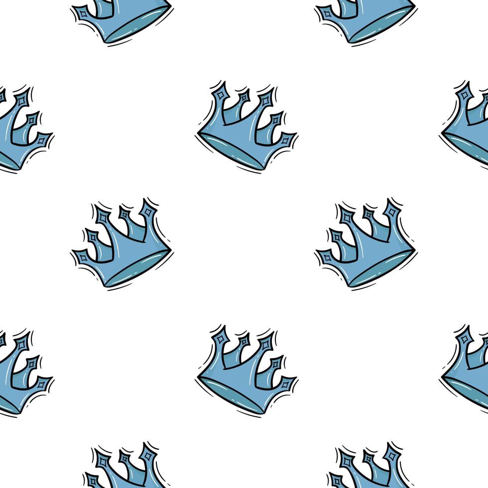 hand drawn seamless pattern queen crown with colored version vector
