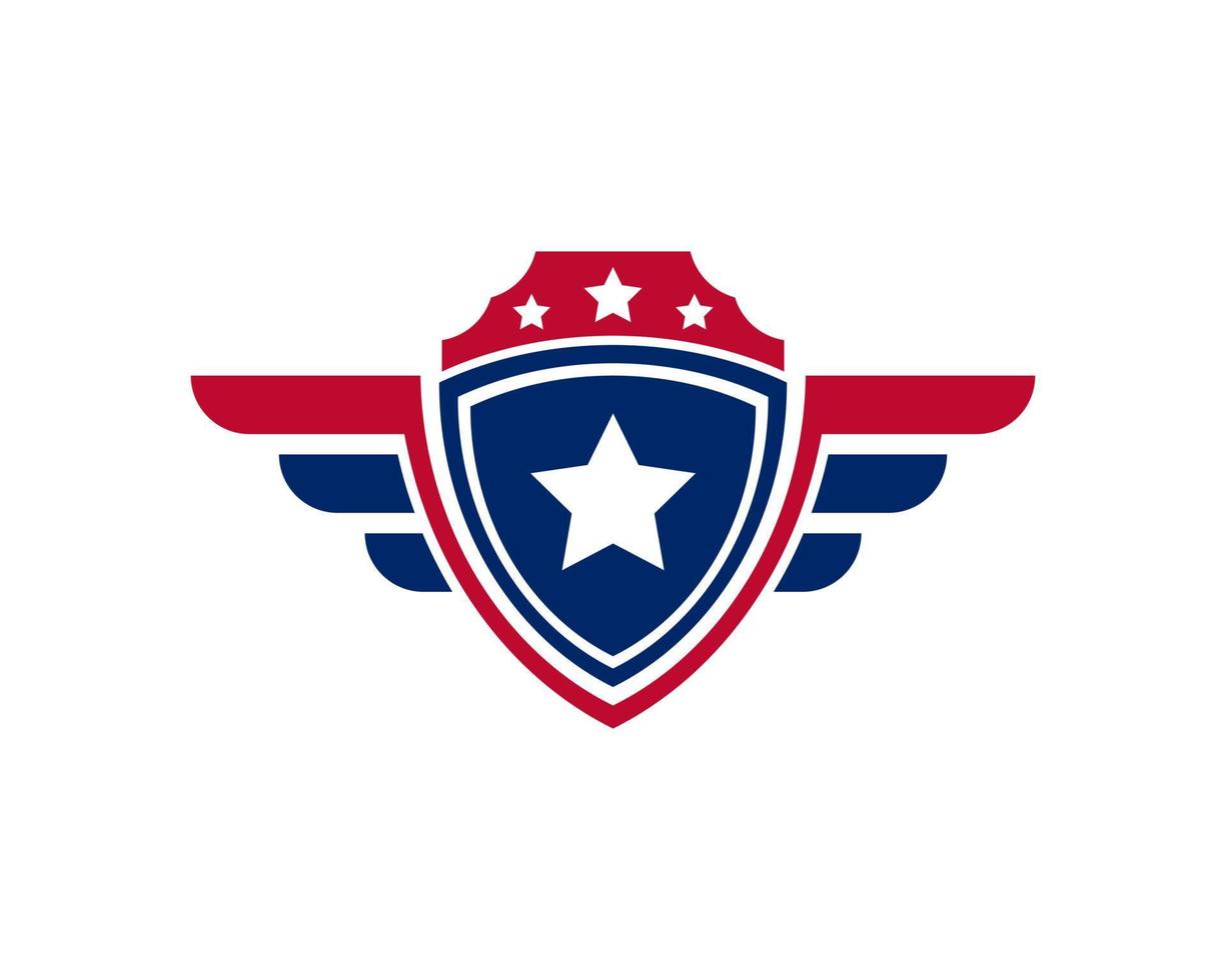 Emblem American Veteran Flag Emblem Wings with Shield Patriotic Logo Design Template Element vector