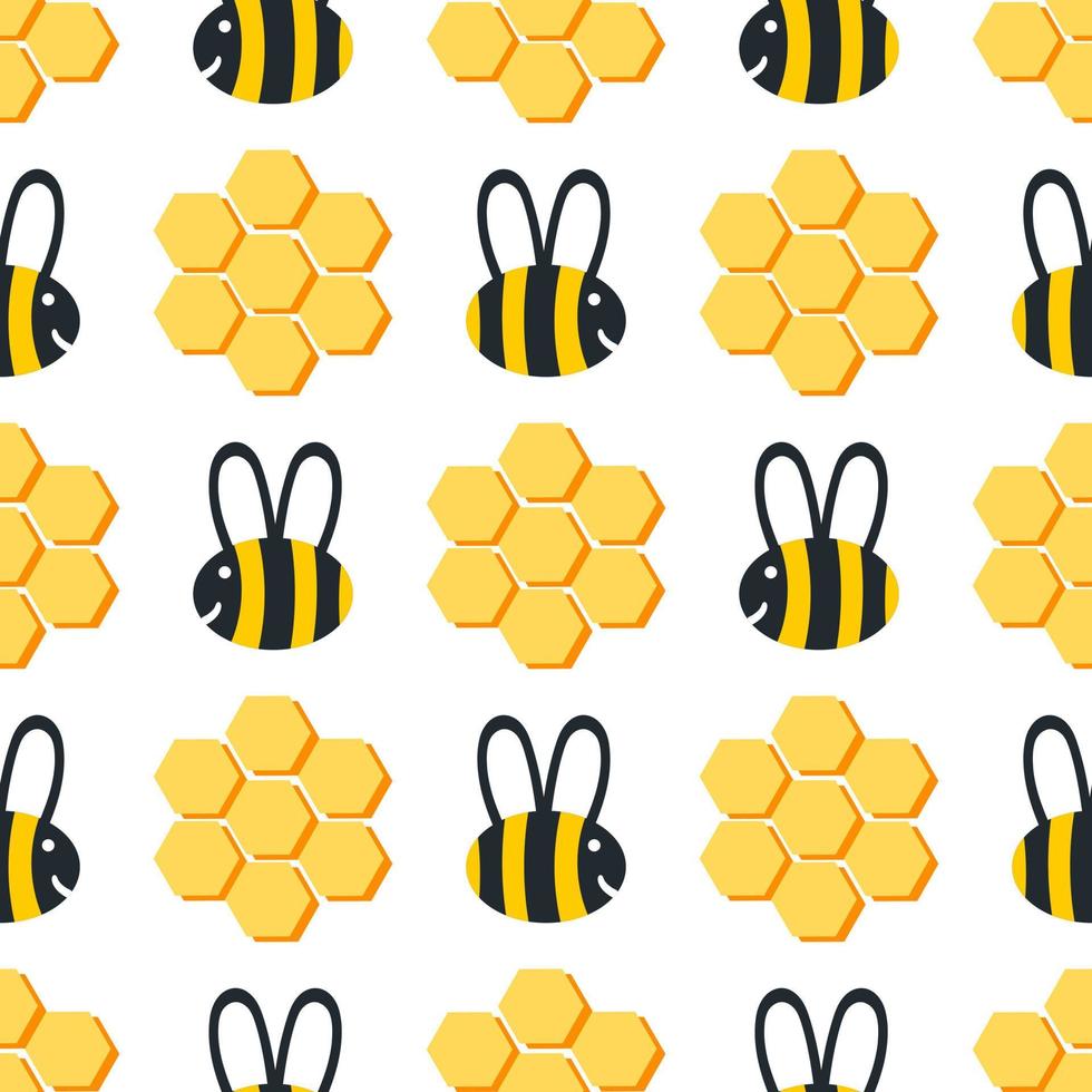 bee and beehive seamless pattern vector