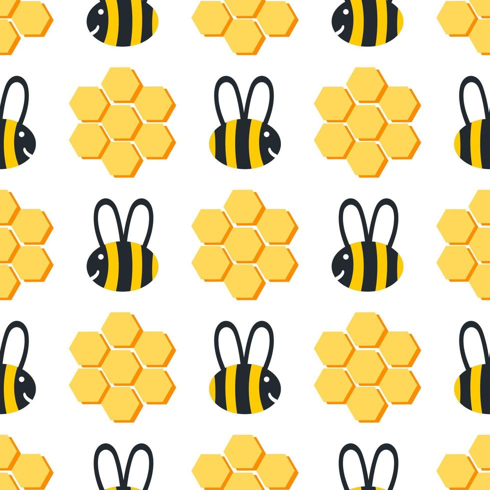 bee and beehive seamless pattern vector