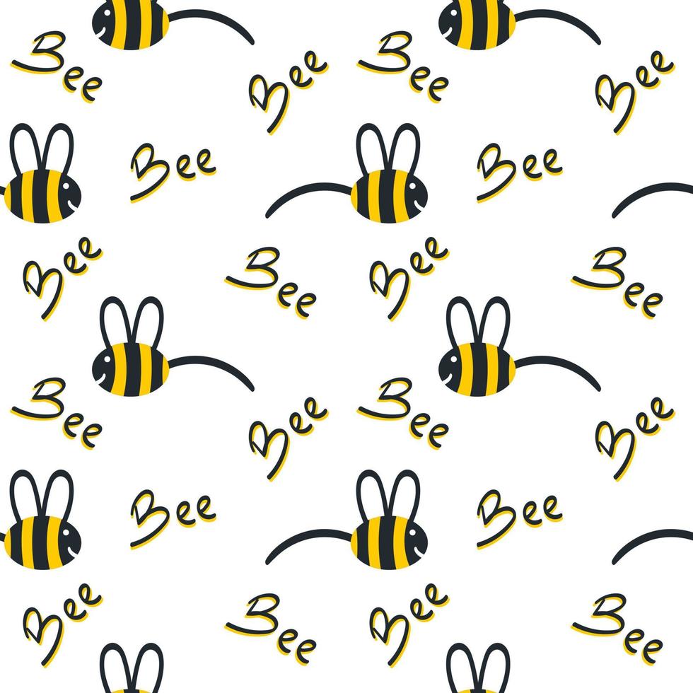 bee seamless pattern vector