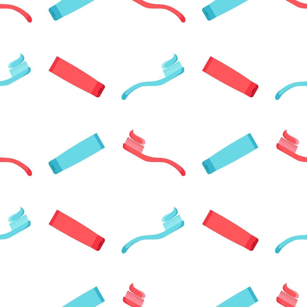seamless pattern of toothbrush and toothpaste vector