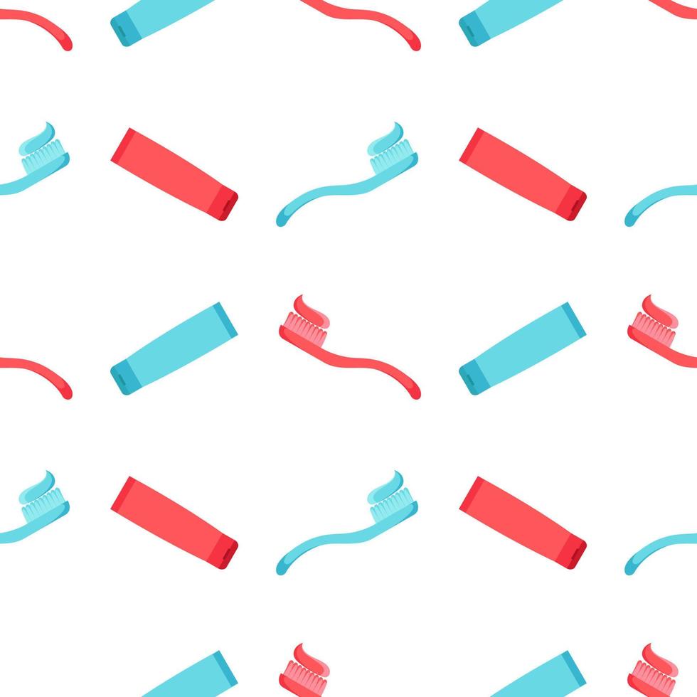 seamless pattern of toothbrush and toothpaste vector