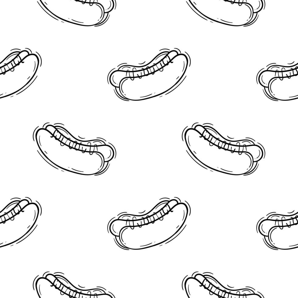 hot dog hand drawn seamless pattern vector