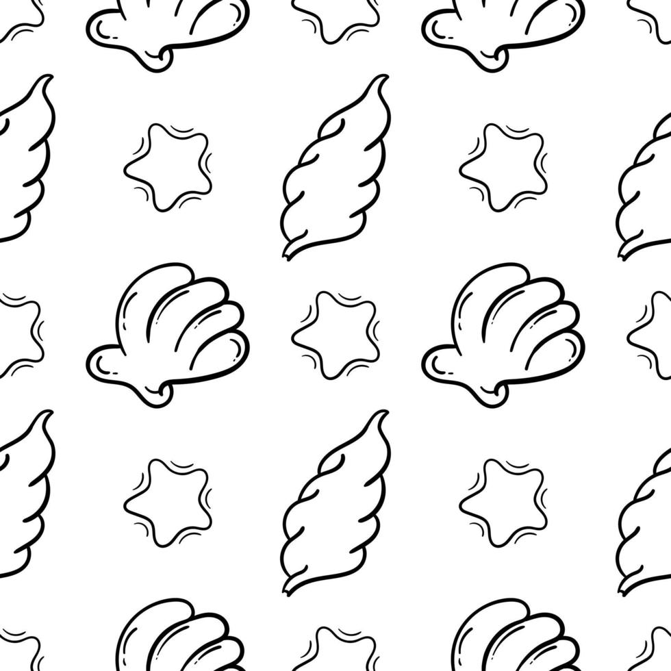 seashell hand drawn seamless pattern vector