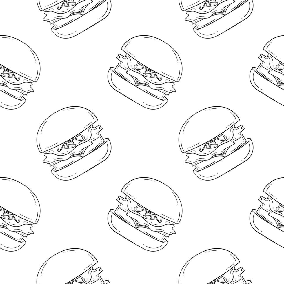 burger hand drawn seamless pattern vector