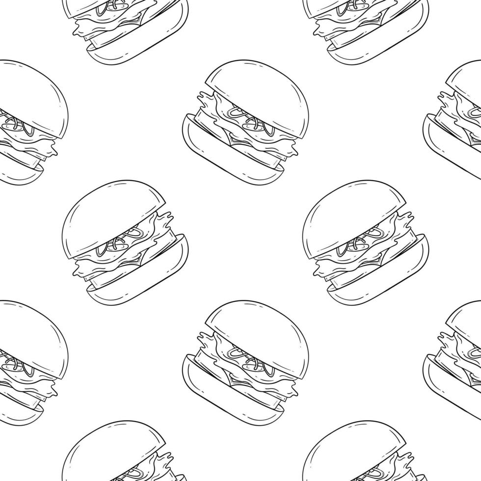 burger hand drawn seamless pattern vector