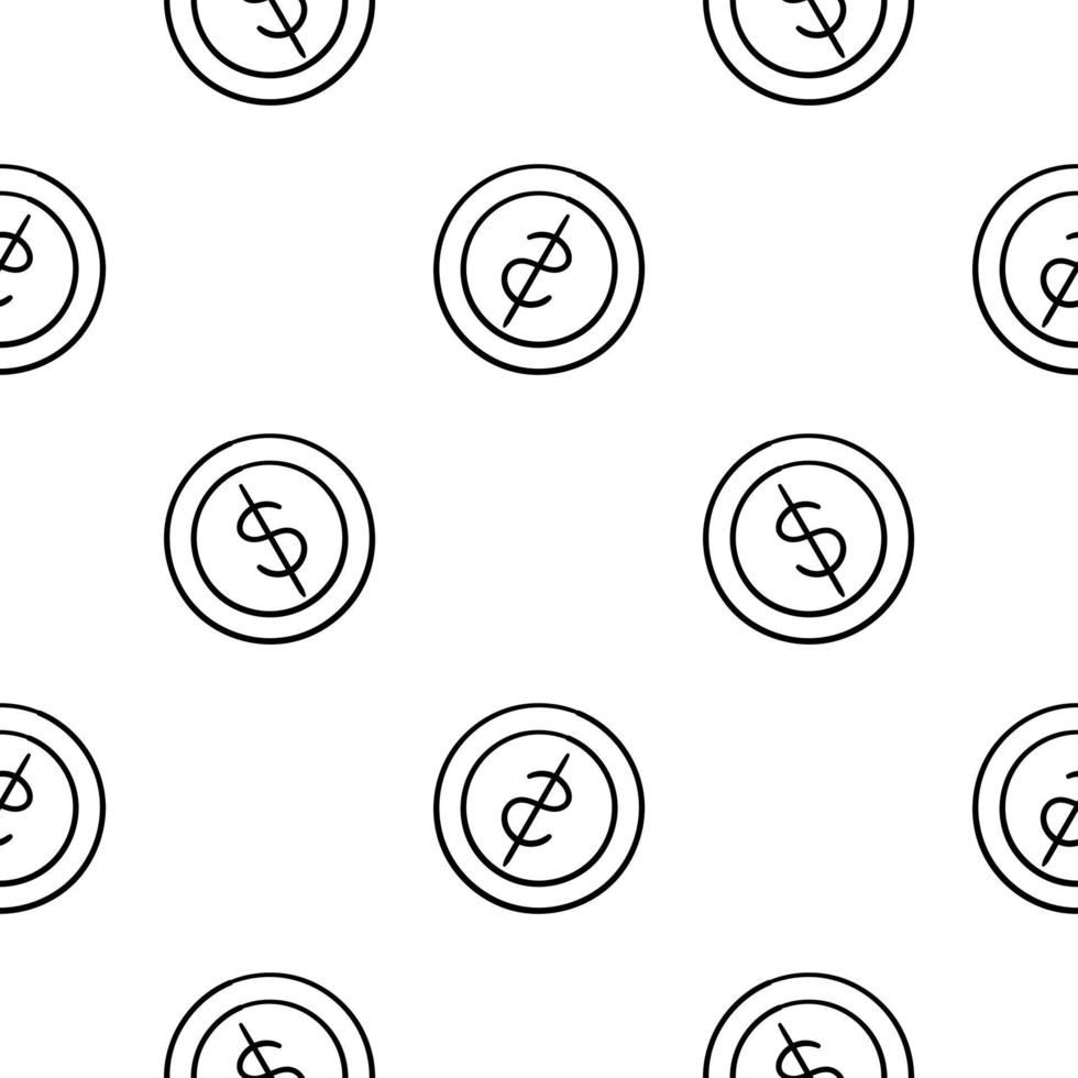 dollar coin hand drawn seamless pattern vector