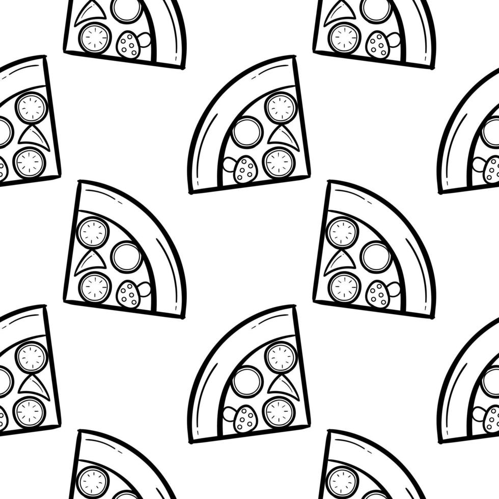 pizza hand drawn seamless pattern vector