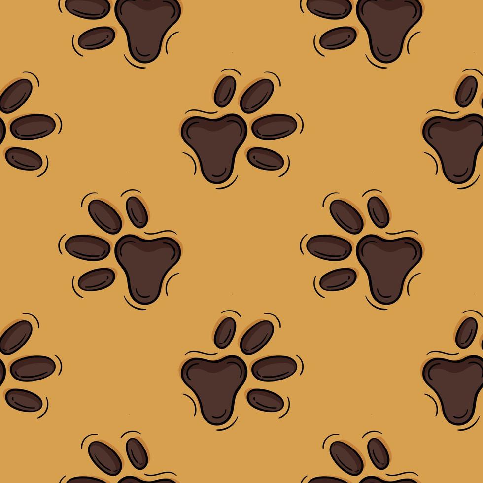 seamless pattern hand drawn dog footprints vector