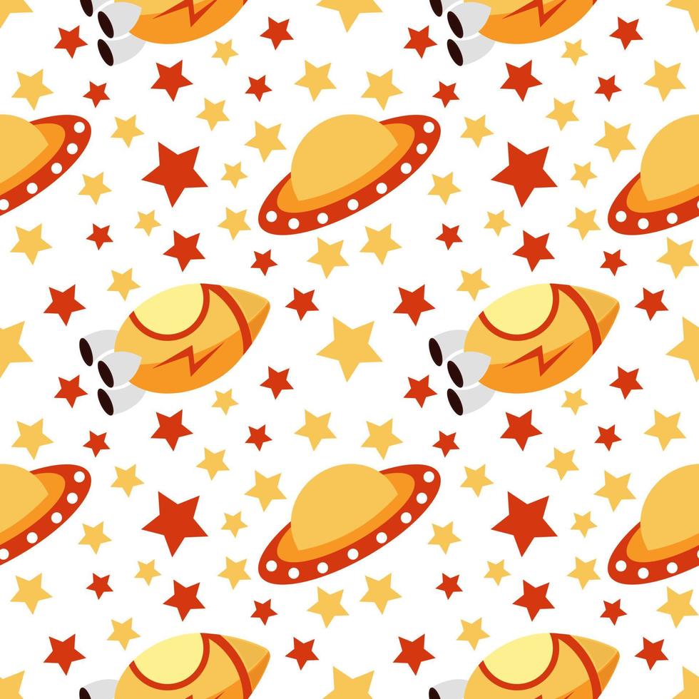 rocket and ufo seamless pattern vector
