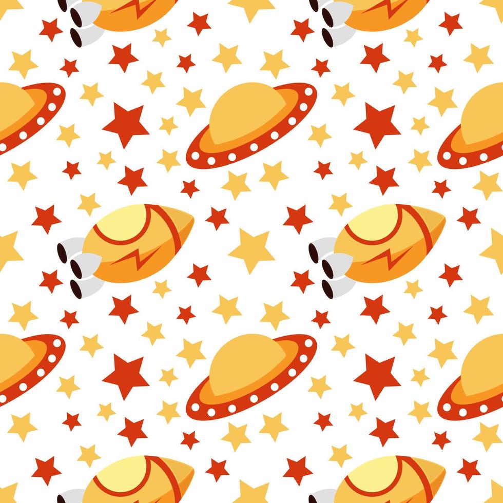 rocket and ufo seamless pattern vector