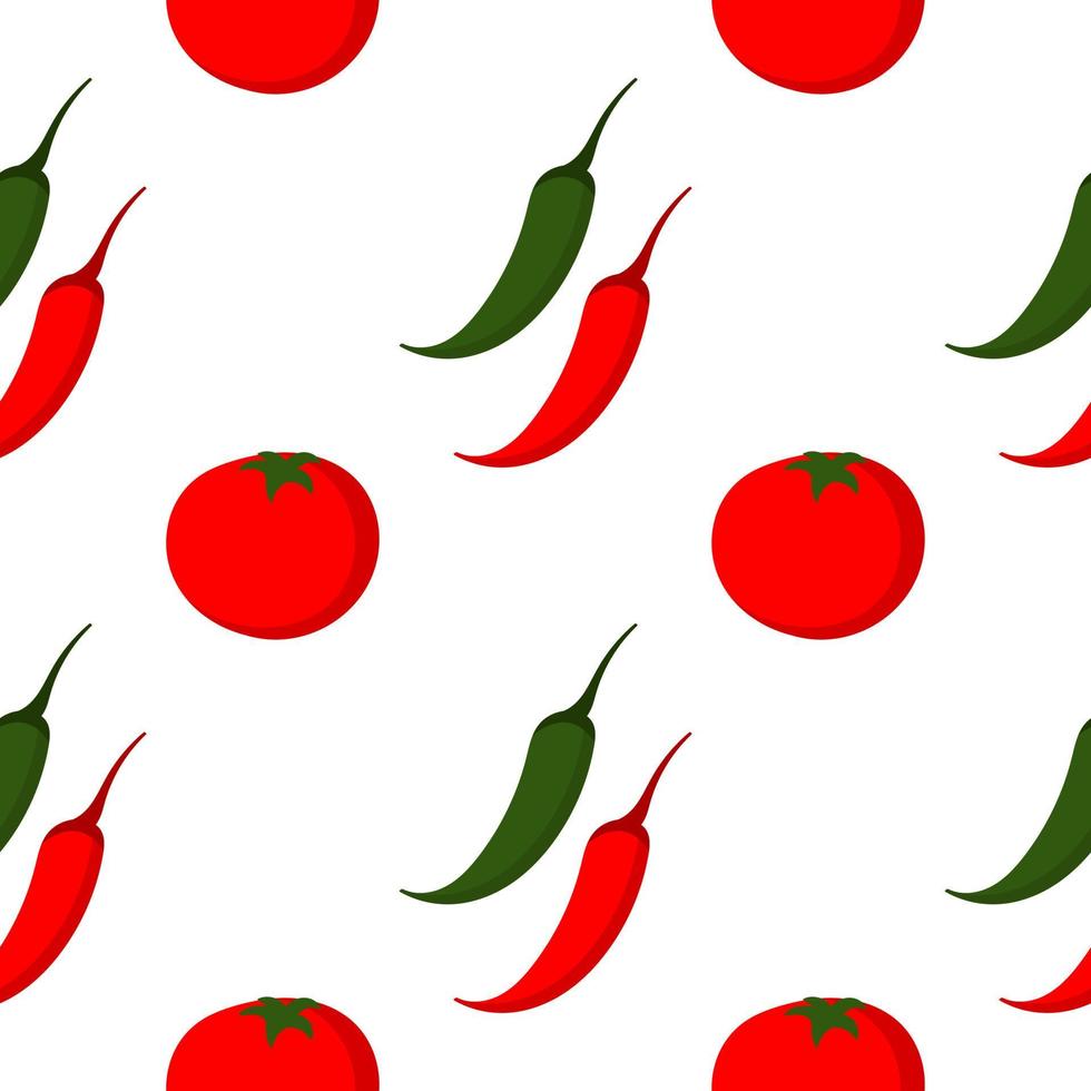 chili and tomato seamless pattern vector